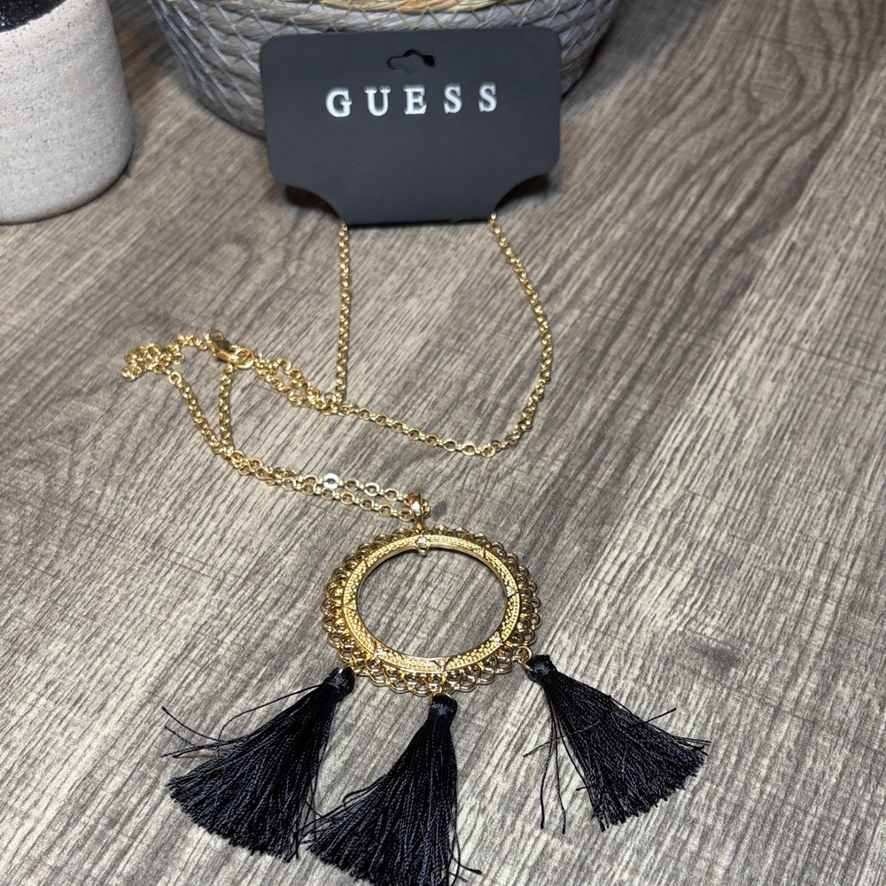 🌹5 for $25🌹 GUESS Gold Necklace with Black Tassels